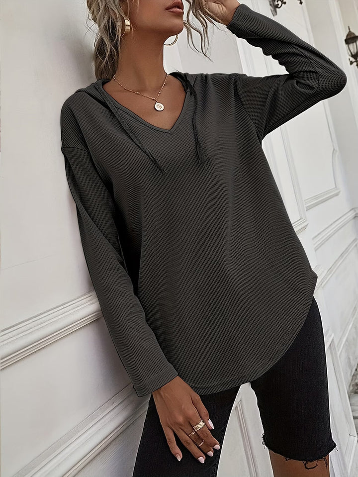 Seonie – Langarm Kapuzenpulli Mit V-ausschnitt