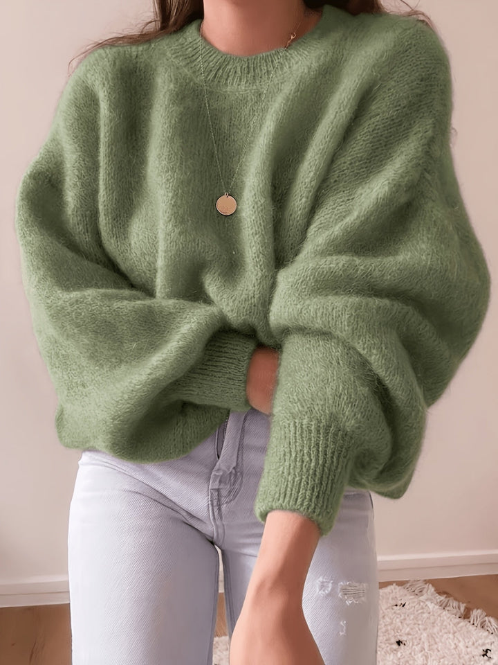 Margaretha – Strickpullover mit Rundhalsausschnitt und Ballonärmeln
