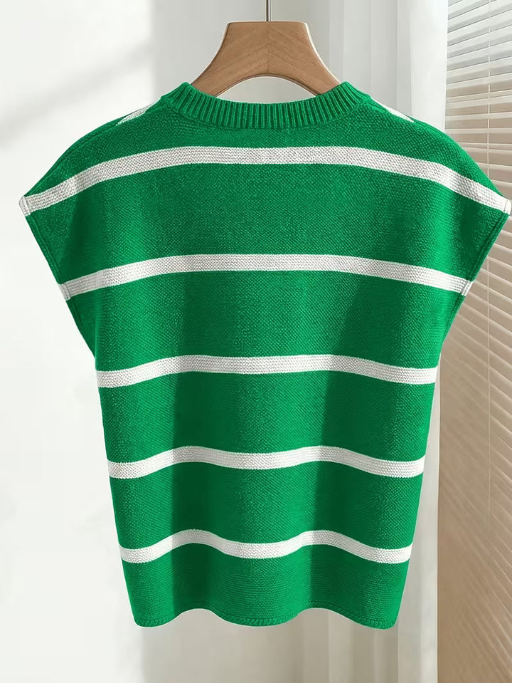 Enila – Gestreifter Strick Pullover Mit Rundhalsausschnitt