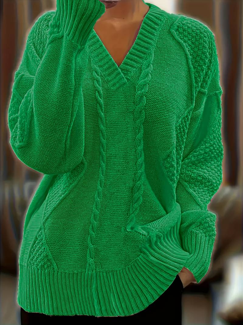 Tzvia - Lässiger Strick Pullover Mit V Ausschnitt