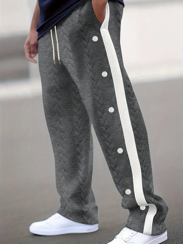 Jonass – Gestrickte Hose Mit Weitem Bein Und Seitlichen Knöpfen
