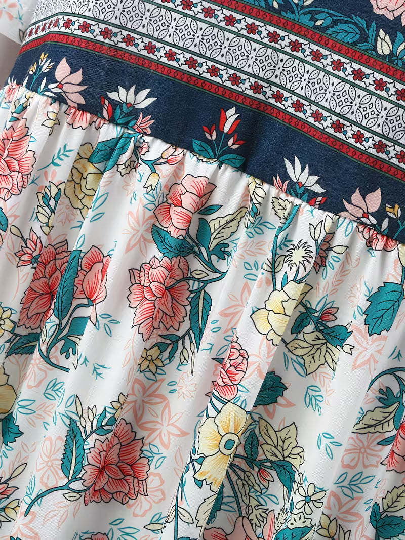 Lisan – Kleid mit Vintage-Blumenmuster und Tasche