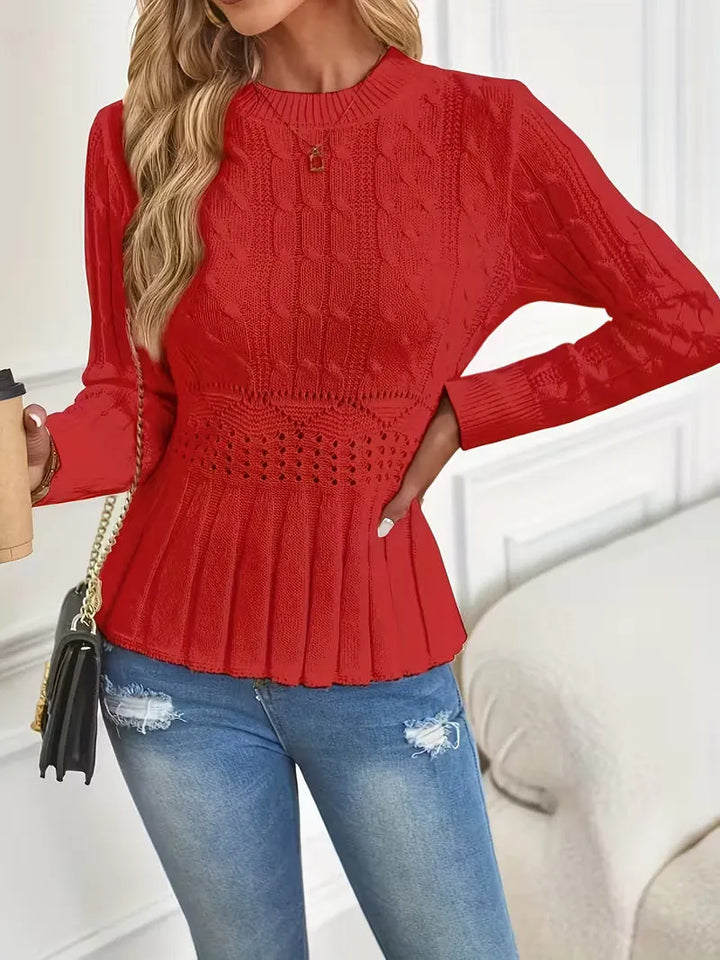 Bellie - Grob Gestrickter Pullover Mit Rundhalsausschnitt