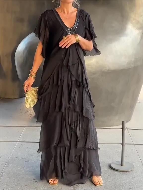 Carlijn - Elegantes Maxikleid mit V-Ausschnitt