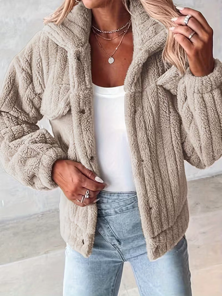 Libila – Kunstfell Jacke Mit Taschen