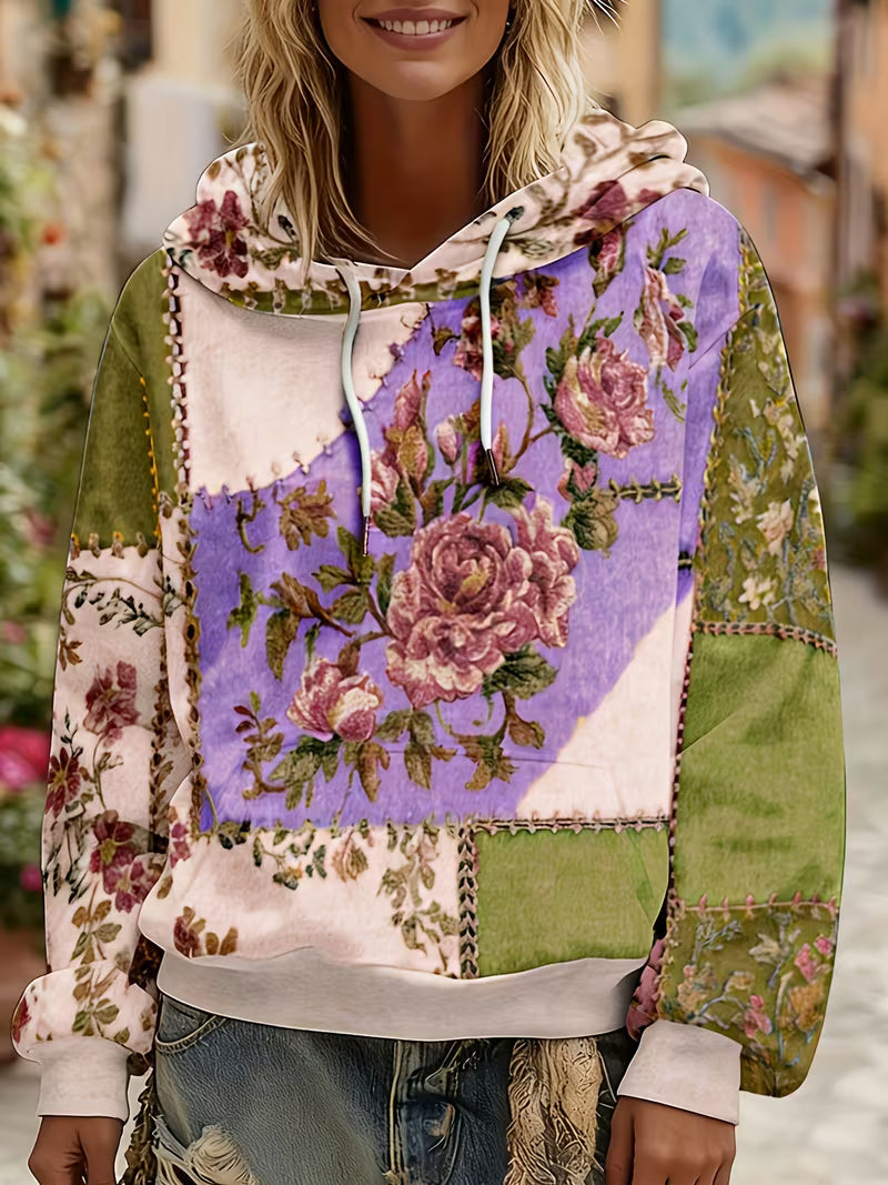 Norella – Langärmliges Kapuzenshirt MIT Blumen-patchwork