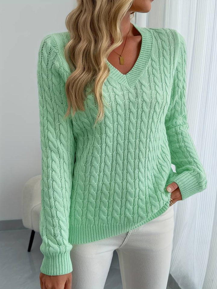 Sivanit - Langärmeliger Strick Pullover Mit Rippmuster