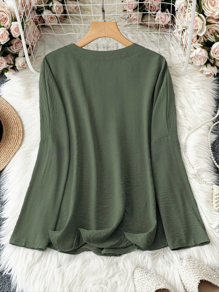 Shawna - Bluse Mit V-Ausschnitt Und Langen Ärmeln