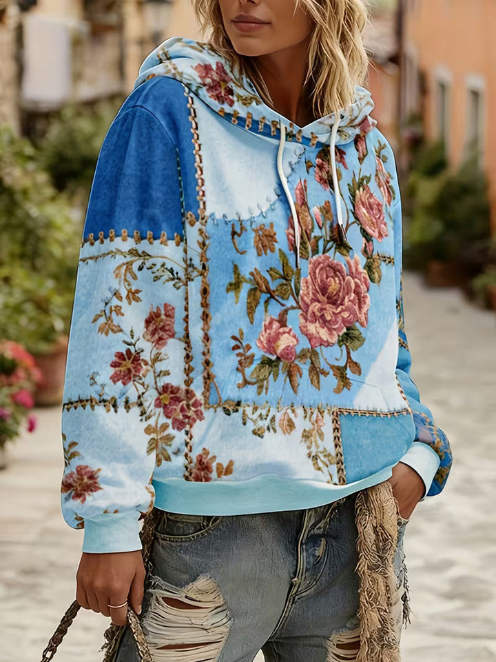 Norella – Langärmliges Kapuzenshirt MIT Blumen-patchwork