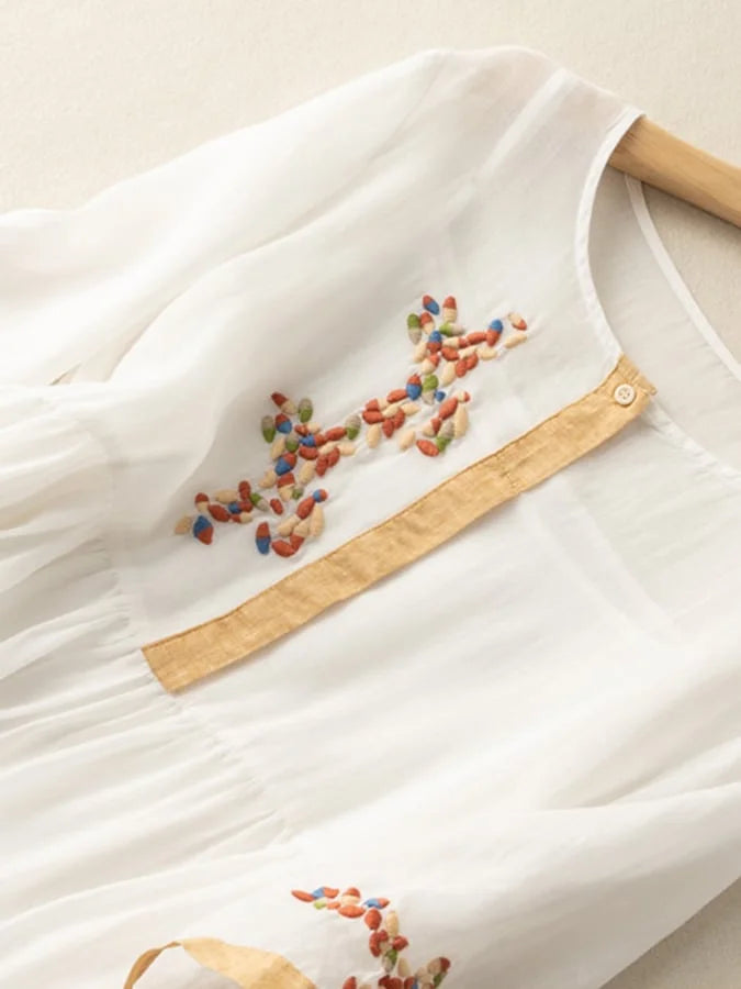 Anoshka - Kleid Aus Baumwolle Und Leinen Im Ethno Stil