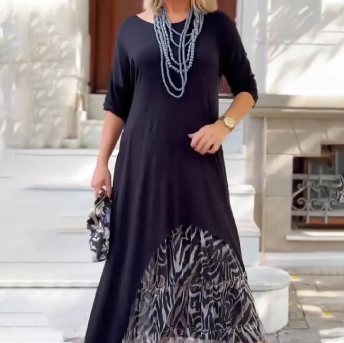 Sunitya - Lässiges Langärmeliges Kleid Mit Unregelmäßigem Saum