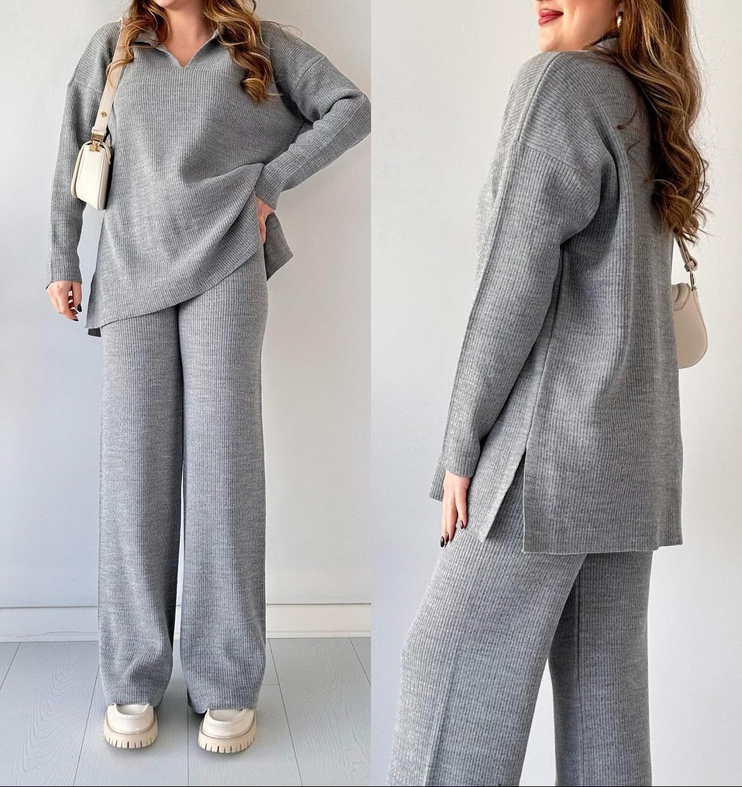 Alyana – Geripptes Gestricktes Zweiteiliges Lounge Set