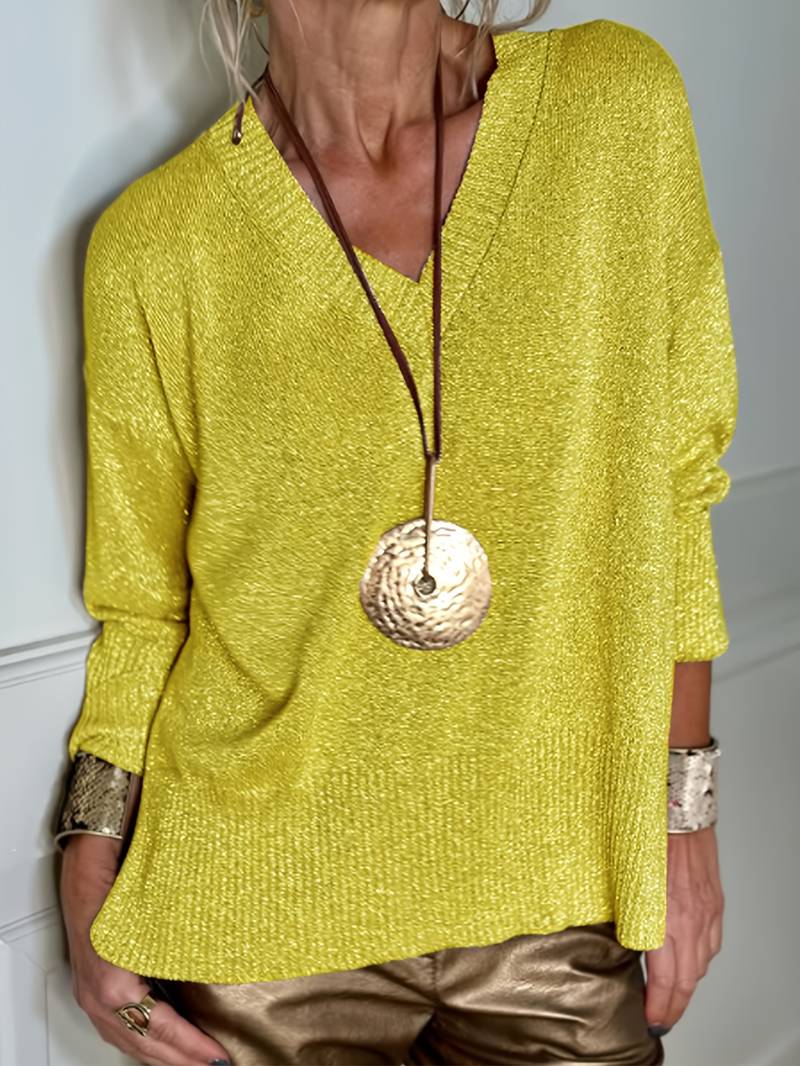 Migle - Langärmeliger Pullover Mit V-Ausschnitt