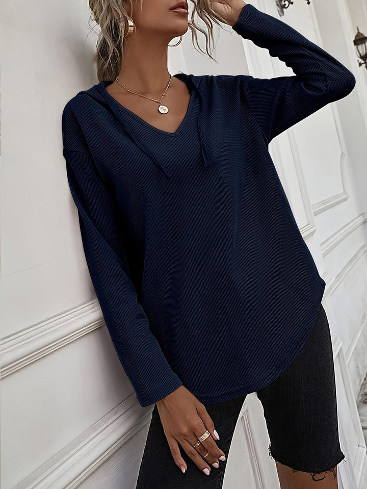 Seonie – Langarm Kapuzenpulli Mit V-ausschnitt