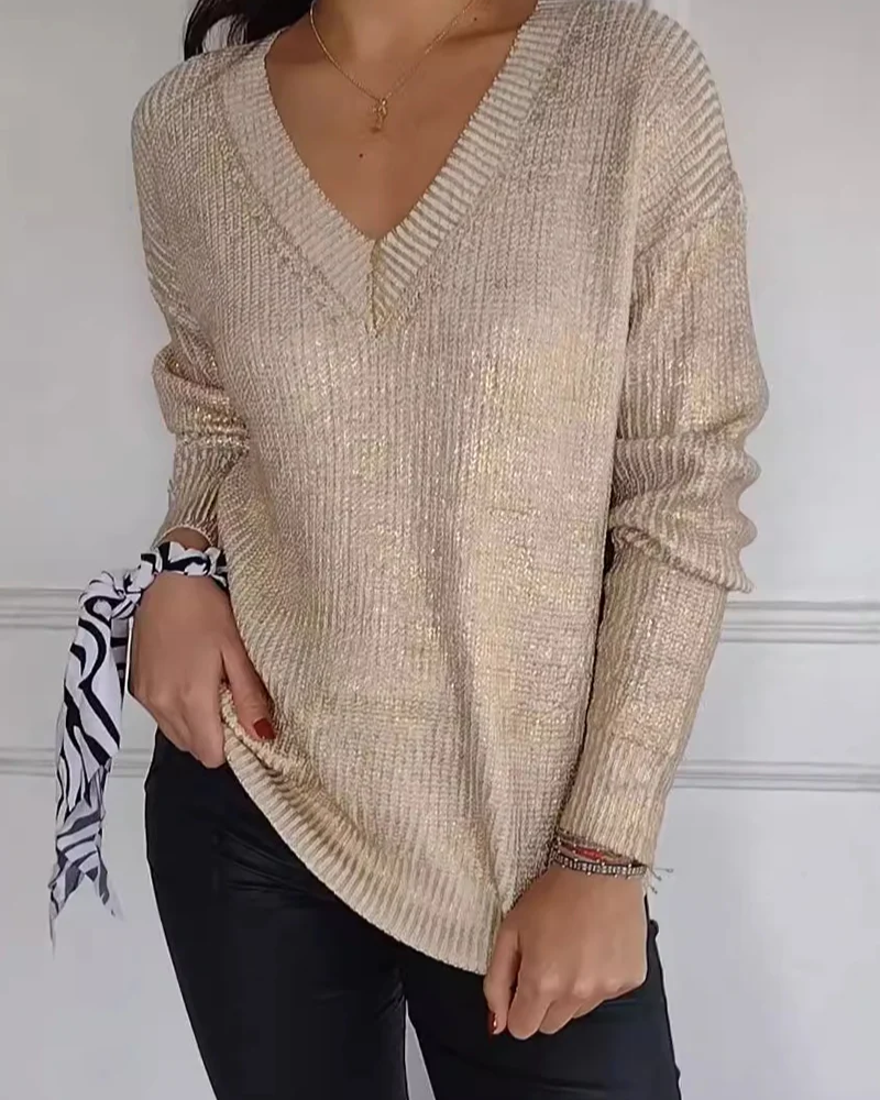 Natasja - Lässiger Pullover mit V-Ausschnitt