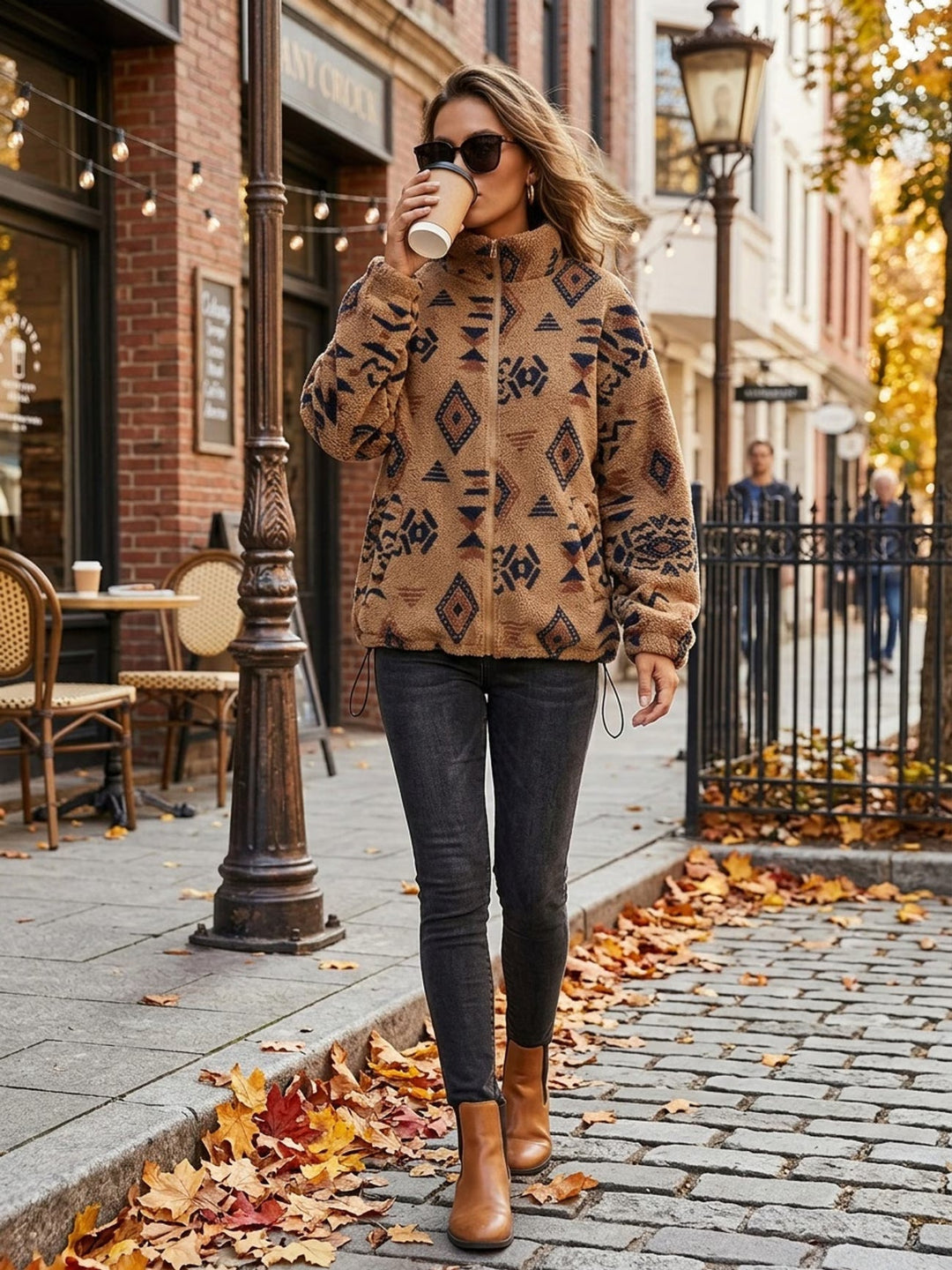 Esra – Langärmelige Jacke Mit Geometrischem Muster