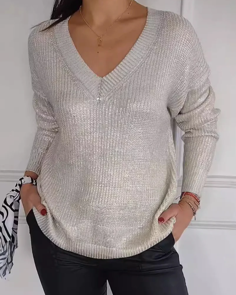 Natasja - Lässiger Pullover mit V-Ausschnitt