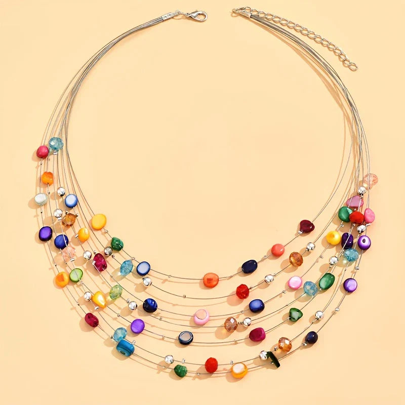 Mabelline – Elegante Halskette im Bohemian-Stil mit Mehrreihigen Perlen