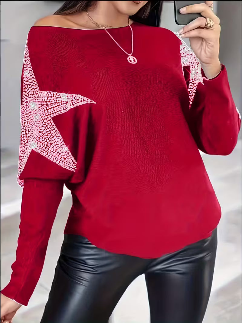 Bernardino - Eleganter Langarm Pullover Mit Sternen Drucken