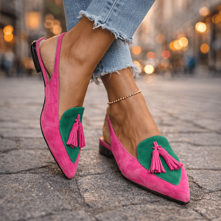 Eveliina – Slingback-Ballerinas mit Quaste Und Spitzer Zehenpartie