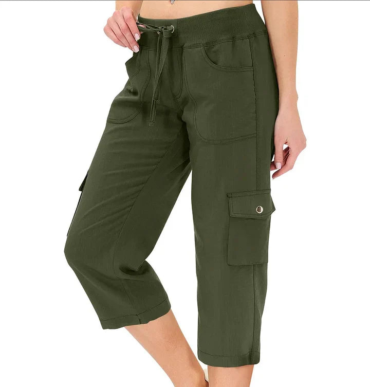 Mileni - Bequeme Caprihose Mit Hoher Taille Und Praktischen Taschen