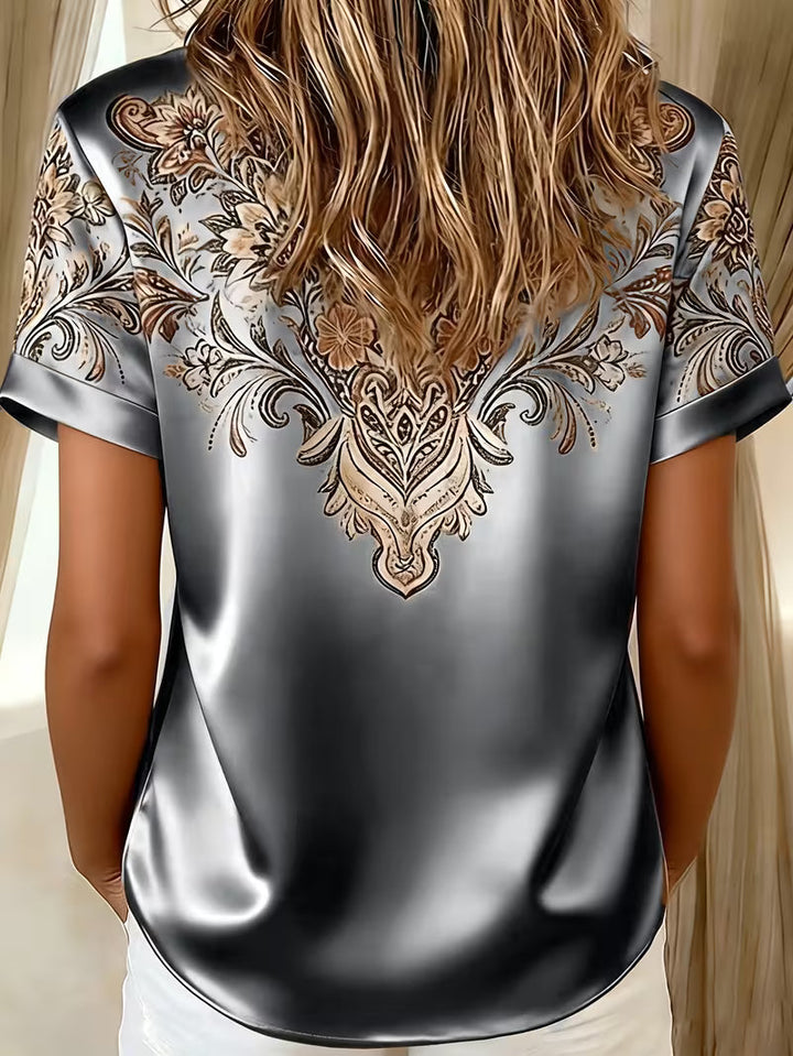 Zirmela – Blusenoberteil Aus Satin Mit Blumenmuster