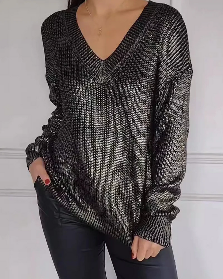 Natasja - Lässiger Pullover mit V-Ausschnitt