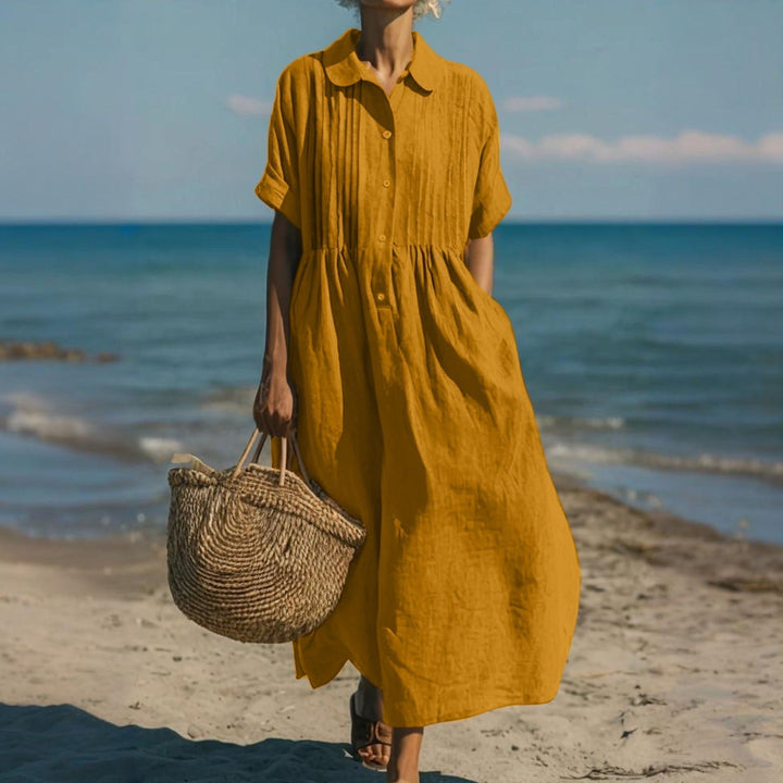 Janny – Elegantes Fließendes Baumwoll Shirtkleid