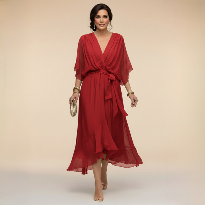 Harshani - Lappen Kleid Mit V-Ausschnitt