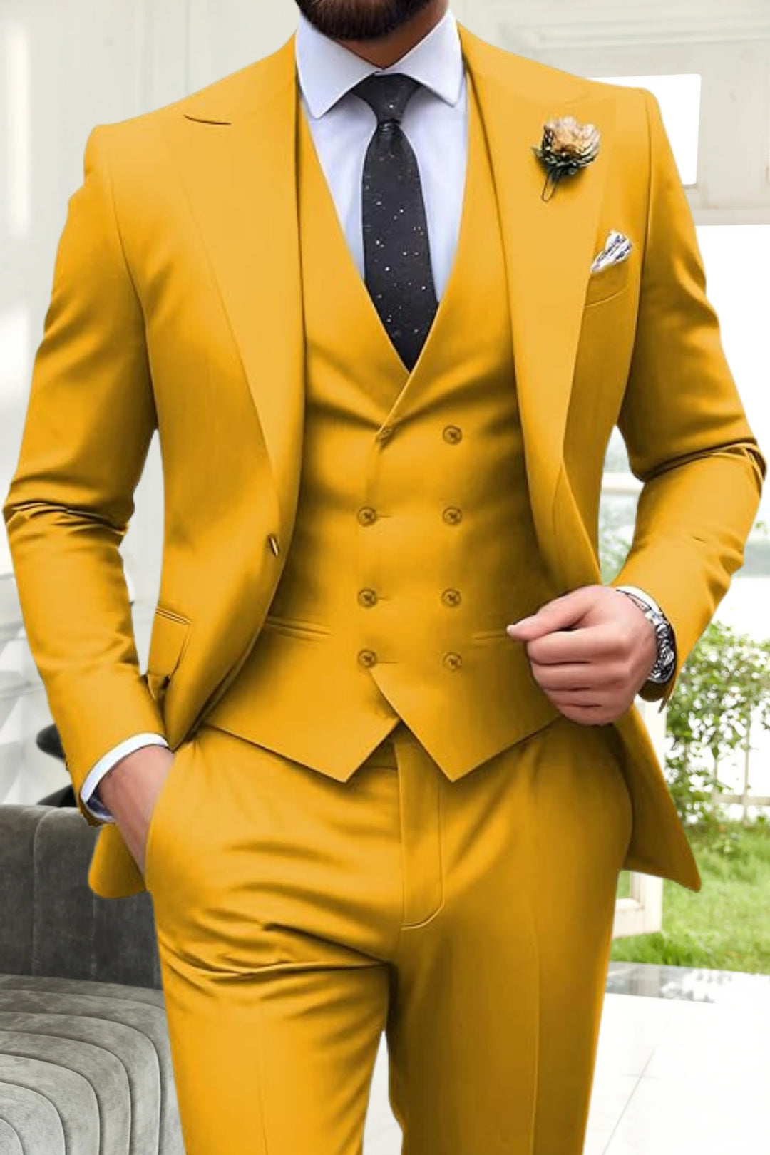 Gremist - Spitze Revers Slim Fit 3-Teilige Anzüge