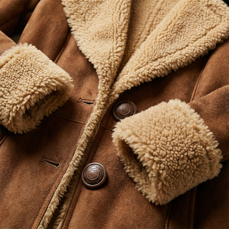 Zeeta – Langer Vintage Mantel Mit Kunstfell