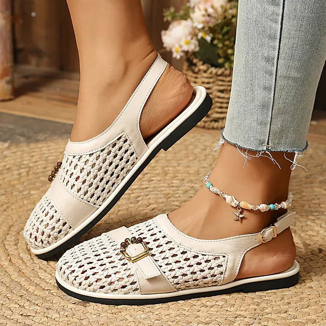 Ghie - Atmungsaktive Gewebte Flat Sandalen
