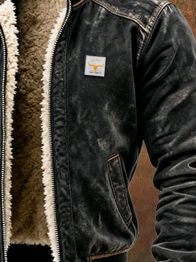 Neesham – Vintage Wildleder Im Freien Jacke Mit Mehreren Taschen Und Warmen Einsätzen