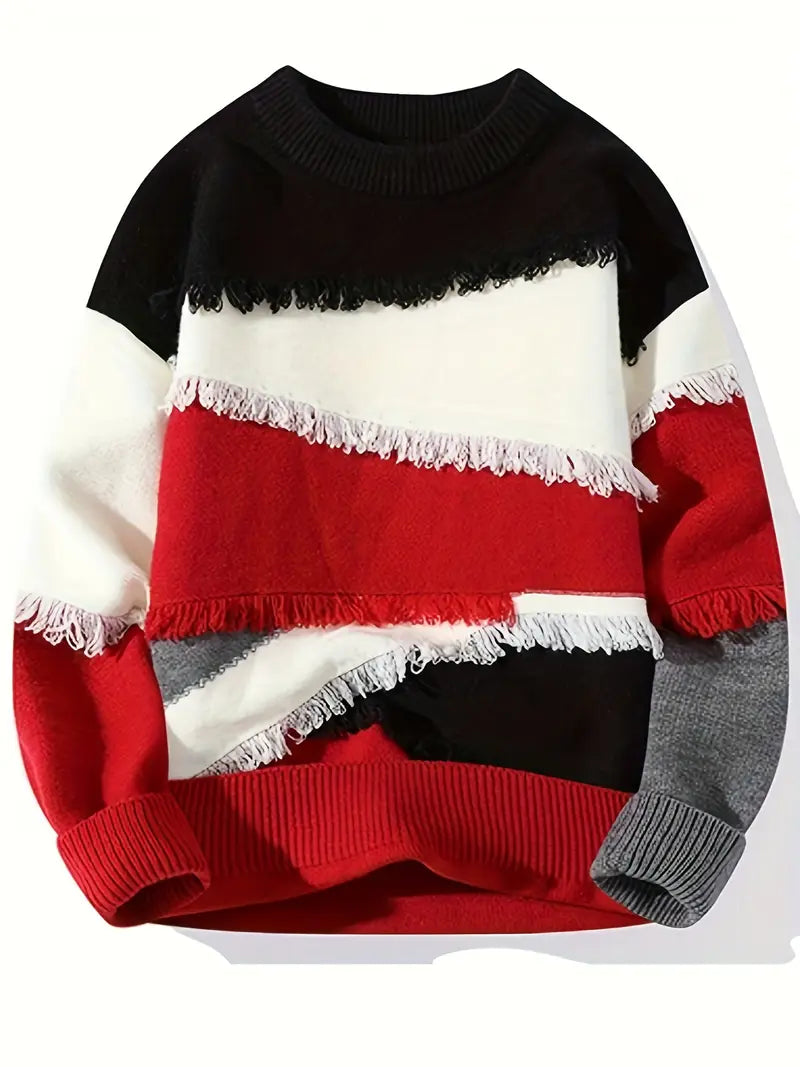Derrick – Ausgefranster Strickpullover Mit Langen Ärmeln
