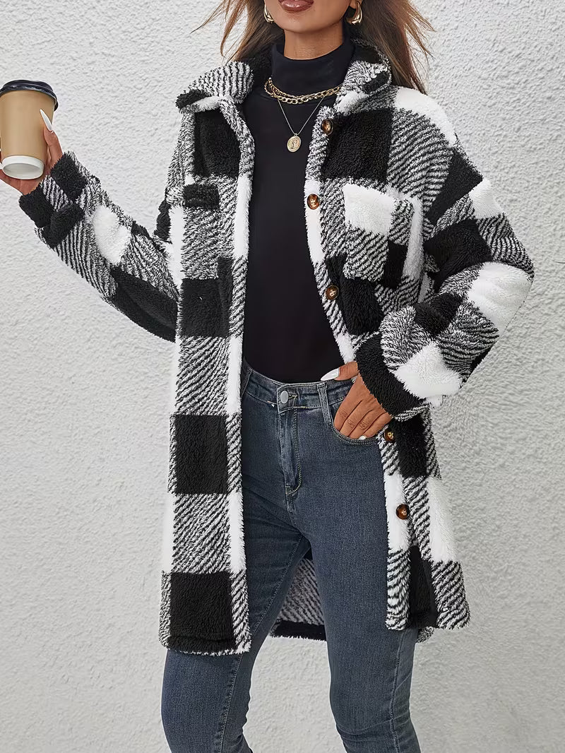 Zariana – Plüschjacke Mit Kariertem Muster im Grenzüberschreitend-Stil