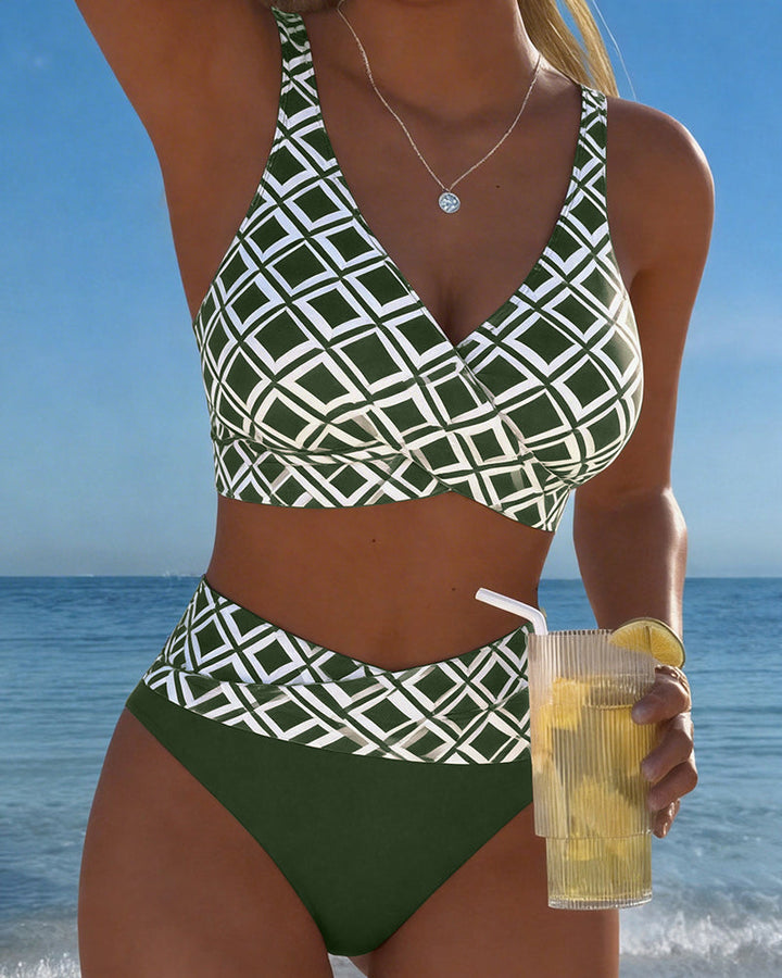 Chelvi - Eleganter Zweiteiliger Bikini mit Rautenmuster