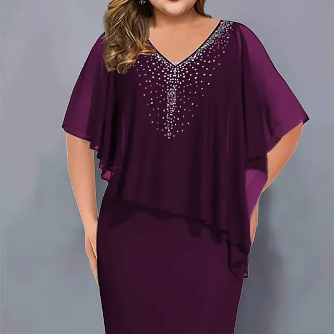 Amelie – Chiffon-kleid MIT V-ausschnitt Und Strassverzierung