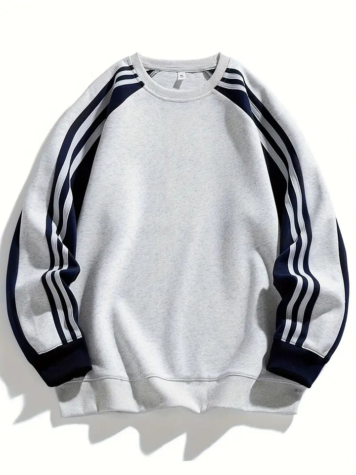 Maddox – Sweatshirt Mit Gestreiften Ärmeln Und Rund Halsausschnitt