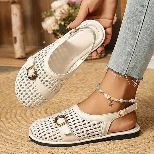 Ghie - Atmungsaktive Gewebte Flat Sandalen