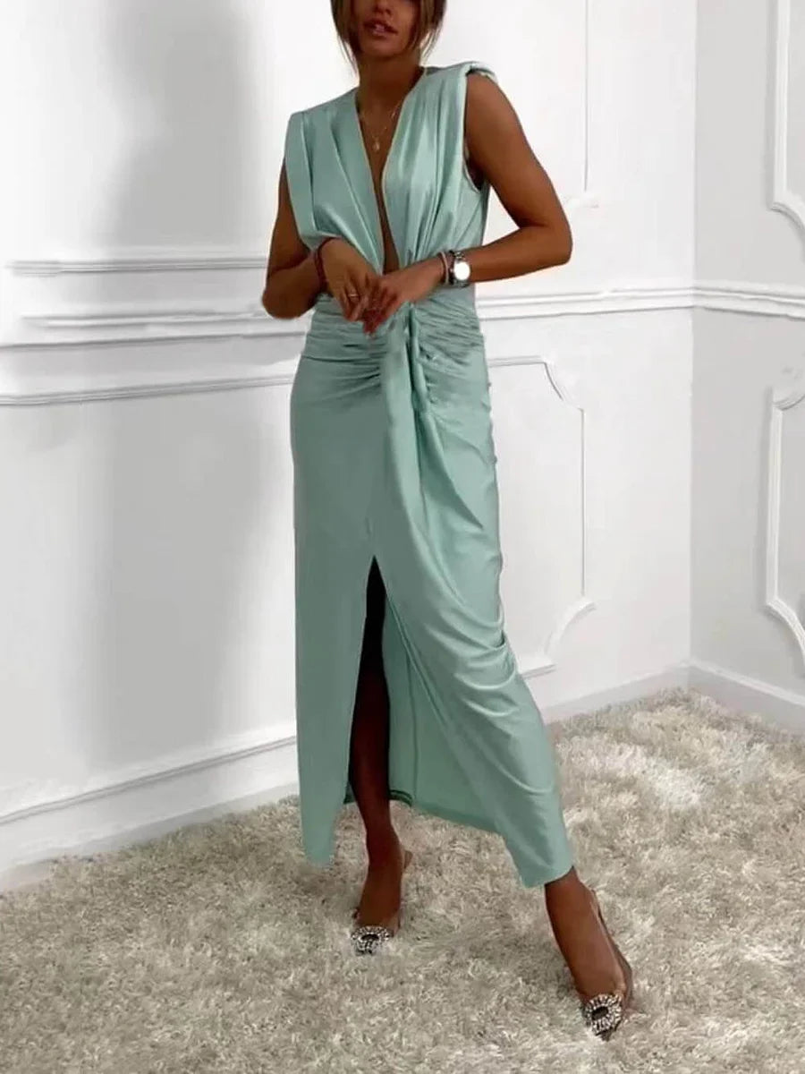 Jolira – Klassisches Midikleid Mit Gerafftem, Drapiertem Schlitz