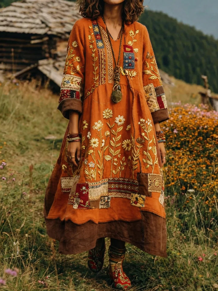 Eresha - Lässiges Langarm Kleid Mit Blumenmuster