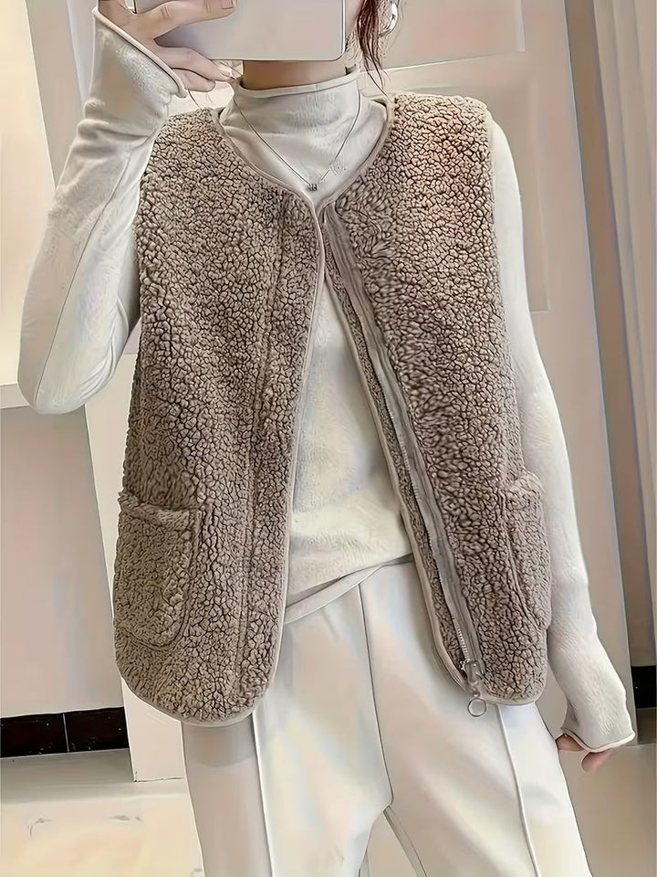 Miona – Plüsch-Fleece-Weste Mit Taschen