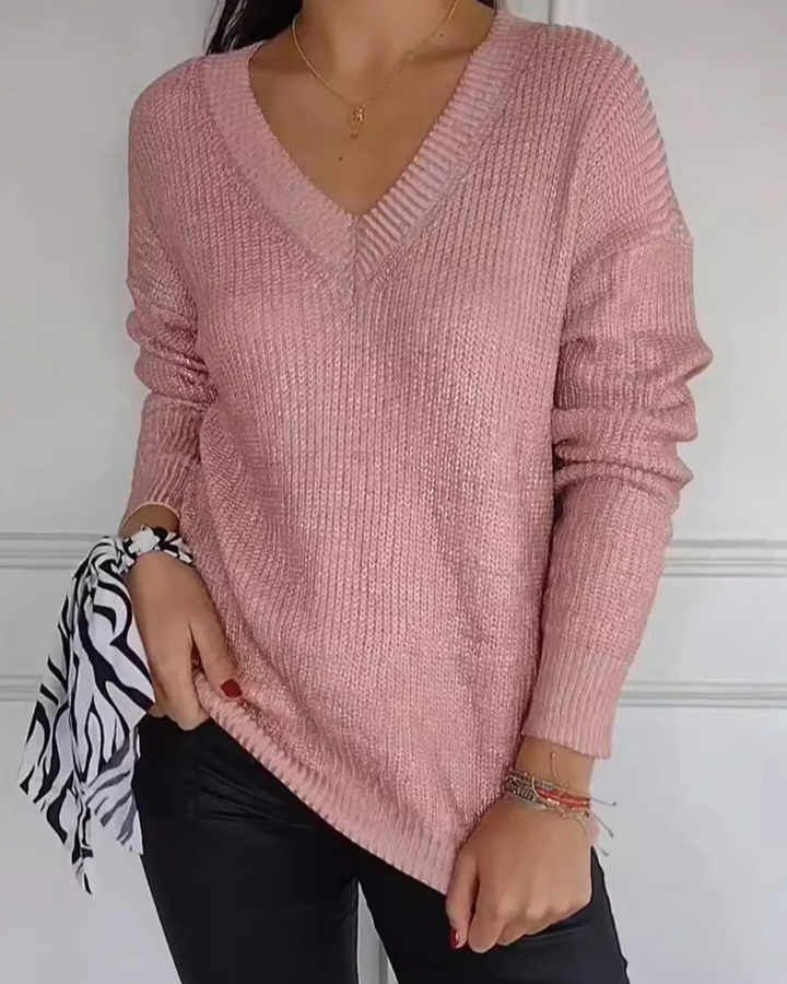 Natasja - Lässiger Pullover mit V-Ausschnitt