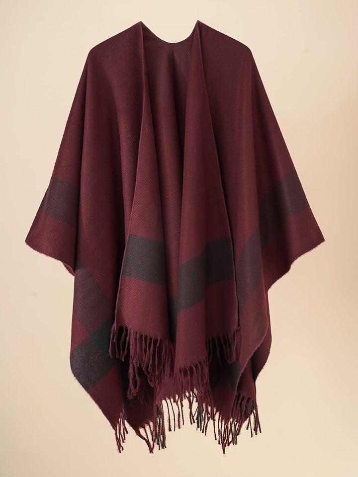 Kyrine - Poncho Schal Mit Fransen Und Geometrischem Muster