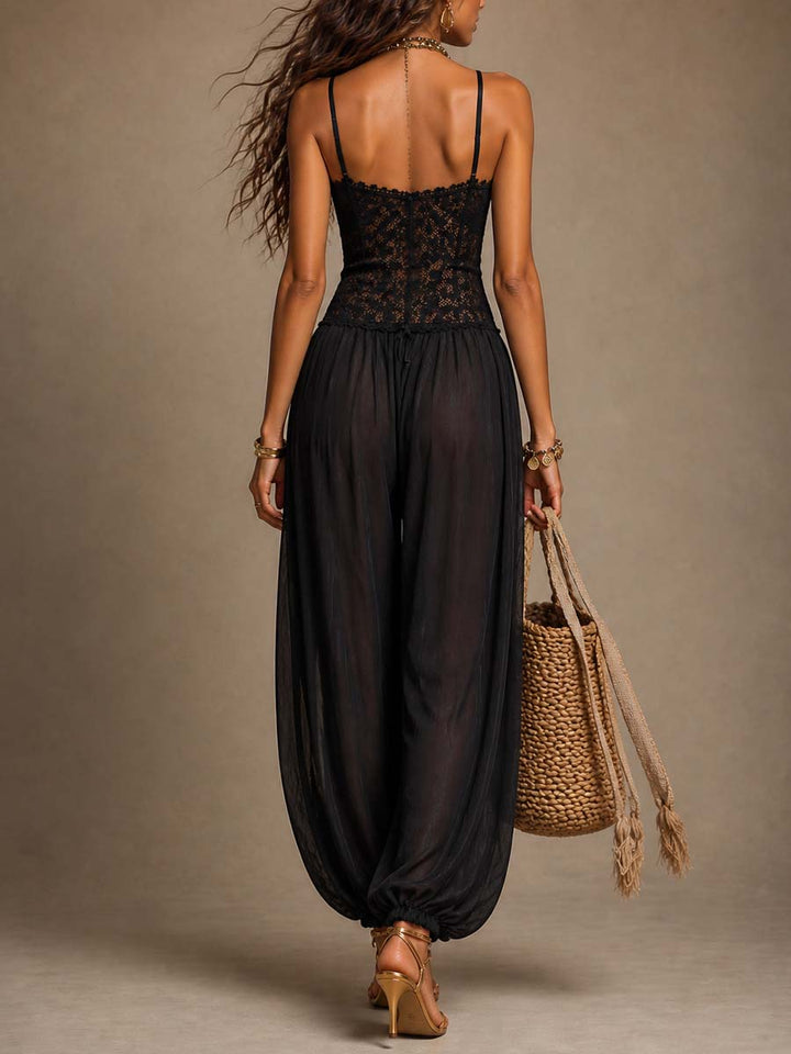 Natya – Vintage Jumpsuit aus Fließender Spitze