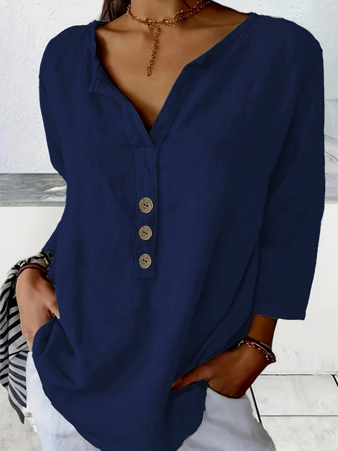 Mykaela – Lässige Bluse Aus Baumwolle Und Leinen