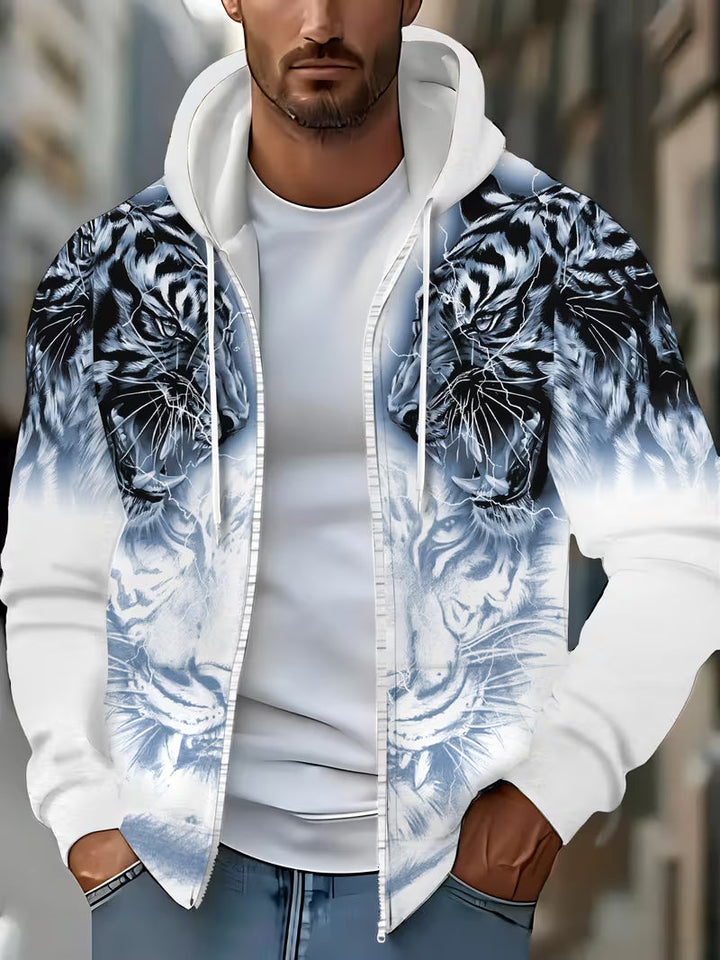 Luciano – Kapuzenpullover Mit Reißverschluss Und Tiger Muster