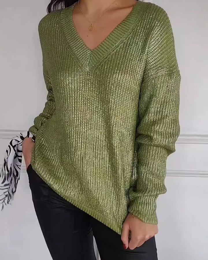 Natasja - Lässiger Pullover mit V-Ausschnitt