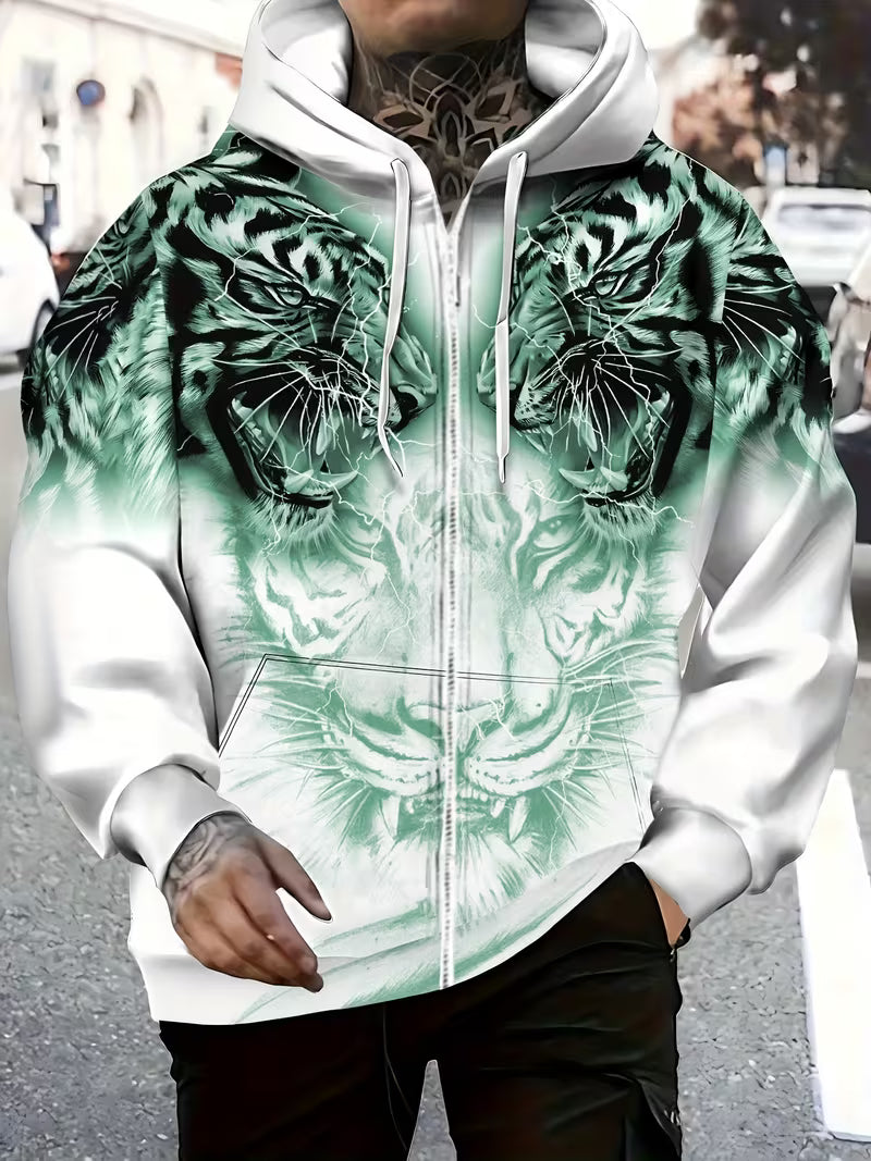 Luciano – Kapuzenpullover Mit Reißverschluss Und Tiger Muster