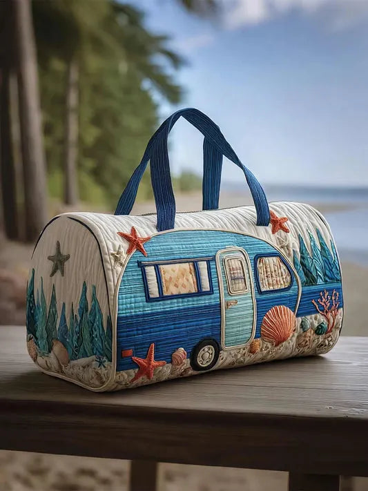 RetroBloom - Quilted Vintage Camper Print Travel Bag